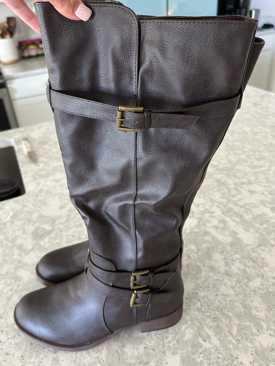 Journee Collection Shoes - Journee Collection Tru Comfort Foam Tall Brown Riding Boots with Buckle Accents